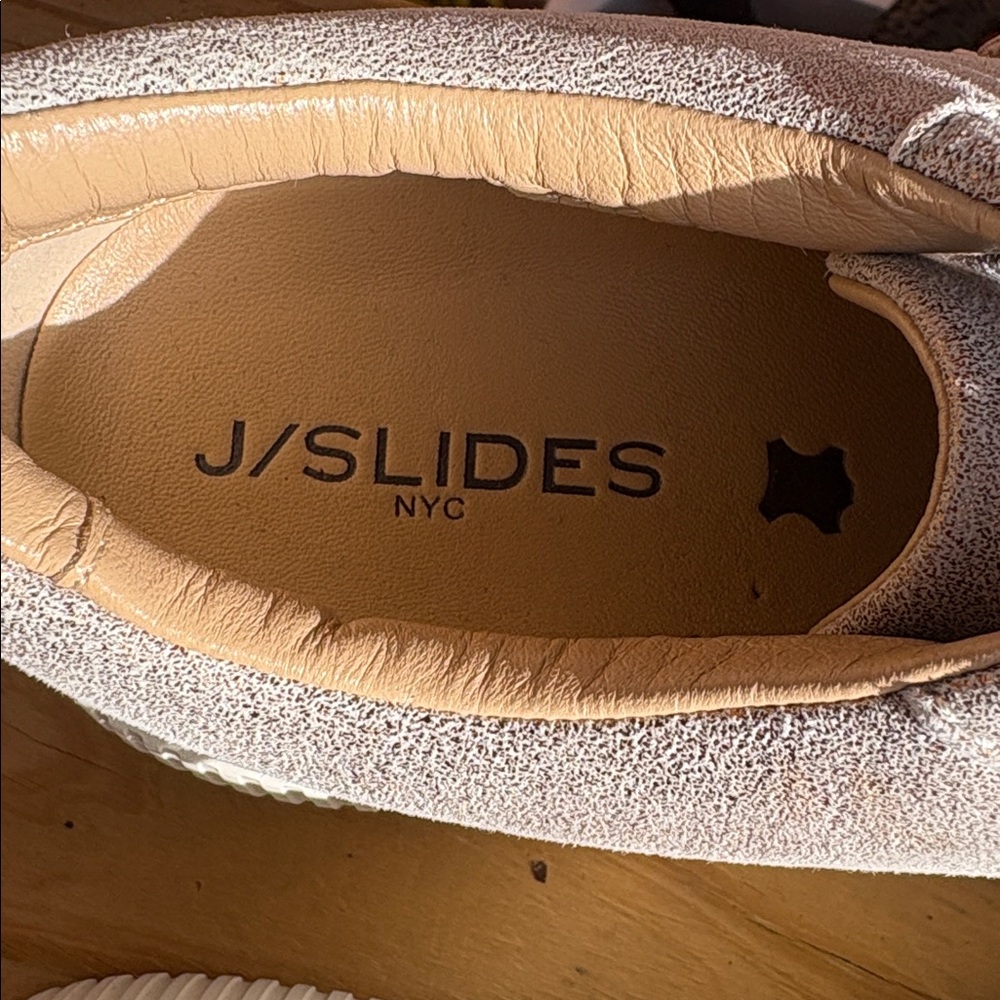 J Slides West Metalic Leather Lace Up Sneakers size 8 - Picture 2 of 4